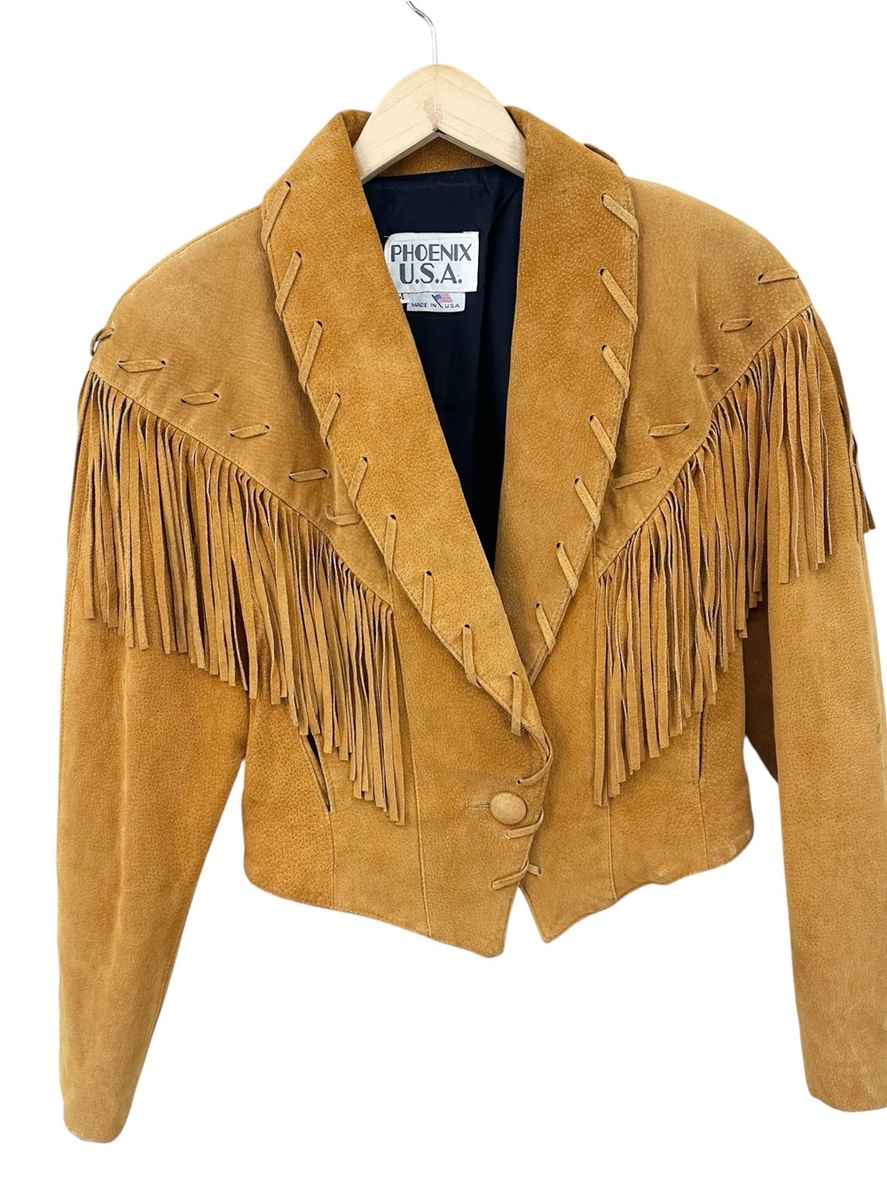 PHOENIX Jacket Suede Fringe Leather Cropped Western Distressed